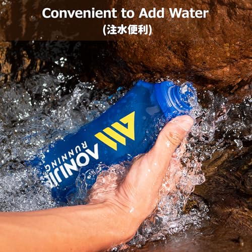 Azarxis TPU Soft Flask Collapsible Water Bottle Running Folding Gel Water Reservoir Handheld for Hydration Pack Hiking Cycling Climbing Jogging Marathon Trail Race - color: #01 Blue - 250ml -1-pack