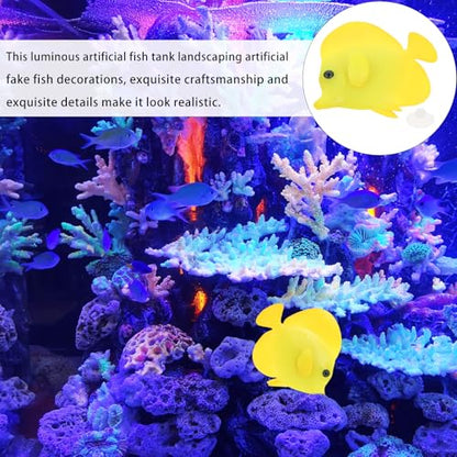 MERRYHAPY Luminous Aquarium Simulation Fish 3.14X2.75X0.39In Realistic Floating Tropical Fake Fish Decoration for Tank Landscaping and Aquarium Ornaments