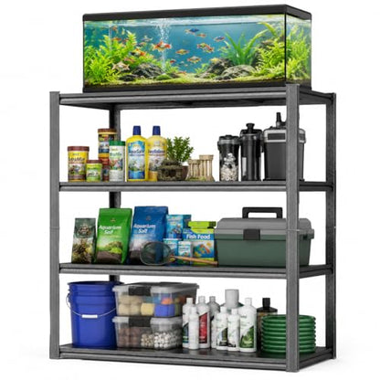 PRESTELION Aquarium Stand Fish Tank Stand 1600LBS Metal Shelving Adjustable Heavy Duty Storage Shelves Display Shelves Utility Shelf for Turtle Tank, Reptile Terrarium, 54" H×39.4" W×17.7" D, Black - size: 4-TIER 54"H×39.4"W×17.7"D