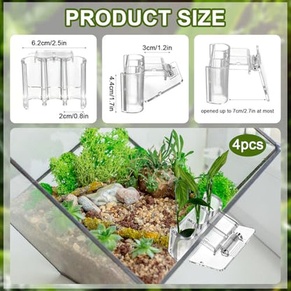 4 Pack Hanging Aquarium Plant Holder Top Hanging Fish Tank Plant Pot Clear Aquarium P-Lant Holder 3 Holes Aquatic P-Lant Cups for Aquarium Tank Decoration