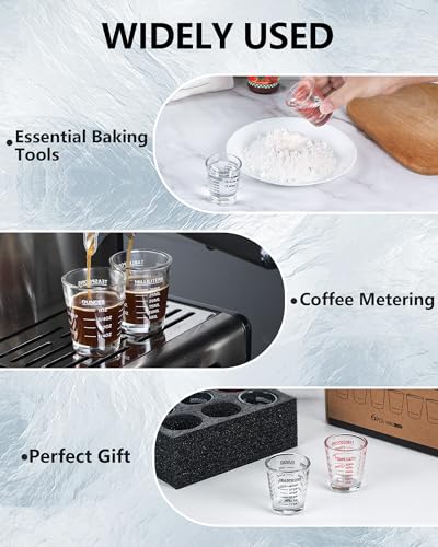 Shot Glasses Measuring Cup Set 2PACK Espresso Shot Glasses Liquid Heavy Glass 26-Incremental Measurement 1 OZ, 2 TBS, 6 TSP, 30 ML Kitchen Tools (Red) - color: 2 Pack-Red