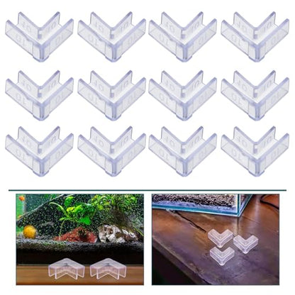25pcs Aquarium Corner Guards for 10mm Glass Tank, Plastic Fish Tank Edge Protectors, 90 Degree L-Shaped Safety Bumpers and Furniture Edge Protection