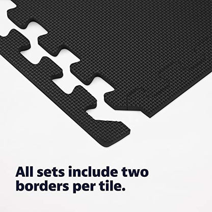 We Sell Mats Interlocking Foam Floor Tiles - 3/8" Thick Black 36-Pack - color: Black, size: 48 Sq Ft (48 Tiles)