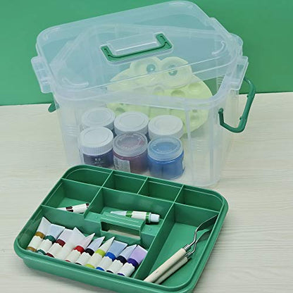 Clear First Aid Box Organizer with Compartments, Plastic Family Medical Supplies Storage Box