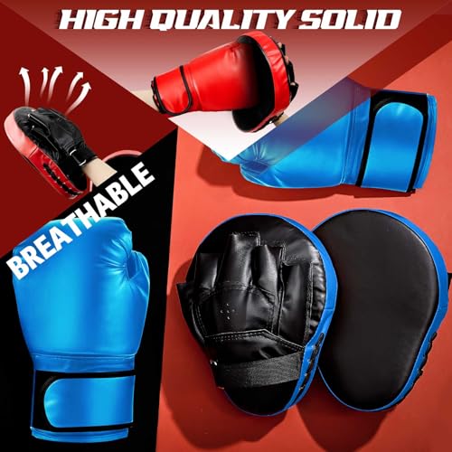 Foilswirl 2 Pairs Boxing Gloves and Punching Mitts Set - color: Red & Blue