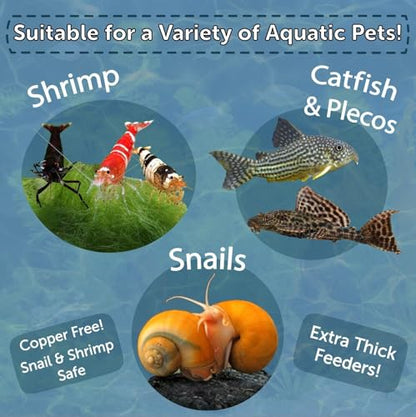 Spirulina Enriched Calcium Feeders for Shrimp, Snails, Crabs, Crayfish, Pleco, Catfish, All Tropical Fish…50 Count Bag