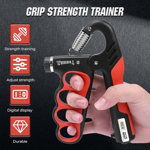 Hand Gripper Strengthener, Hand Squeezer Adjustable Resistance, Grip Strengthener Forearm Strengthener, Hand Exerciser for Muscle Building and Injury Recover, Forearm Strengthener - color: Gray