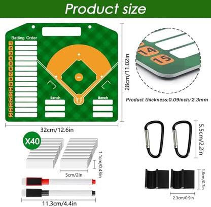 Magnetic Baseball Lineup Board,Dry Erase Clipboard-Baseball Coach Gifts