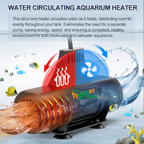 hygger Aquarium Heater with Upgrade Water Circulatio,Submersible Fish Tank Water Heater Digital Display,Auto Temperature Control for Freshwater Saltwater Safety Shut-Off Protection (800W,80~220Gal) - size: 800W,80~220Gal