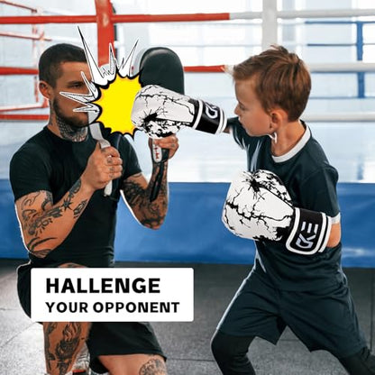 CKE Boxing Gloves for Kids Ages 5-12, Beginner Punch Bag Training Gloves - color: Black/White