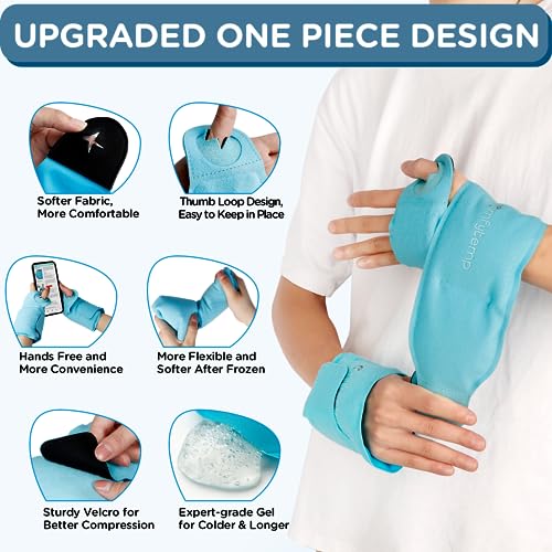 Comfytemp Wrist Ice Pack Wrap for Carpal Tunnel Relief 2 Pack and Shoulder Ice Pack Rotator Cuff Cold Therapy Bundles