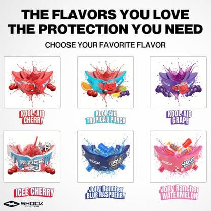 Shock Doctor Gel Max Power Sports Mouth Guard, Flavored Sports Mouthguard for Football, Lacrosse, Hockey, Basketball, Flavored Mouth Guard, Youth & Adult, Adult, Kool-Aid Grape OSFA