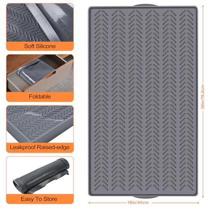 Kalolary 30" x16" Silicone Plant Trays Plant Saucer Growing Tray Rectangular Heavy Sturdy Silicone Plant Drainage Saucers Plant Drip Trays for Pots Seed Starter Growing Trays