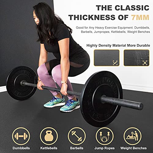 GXMMAT Extra Large Exercise Mat 16'x6'/12'x6'/10'x6'/8'x6'(7mm) - color: Black Real, size: 6*16 FT