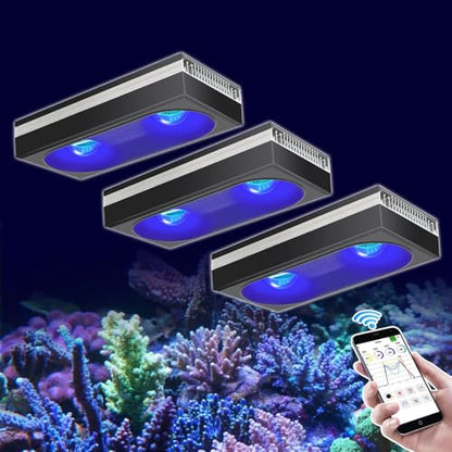 3PCS RL180 WiFi Marine Aquarium Led Lighting Full Spectrum, Reef LED Fish Tank Light 170CM-240CM Marine Coral Aquarium Reef Tank - size: 3 Light with hang kit