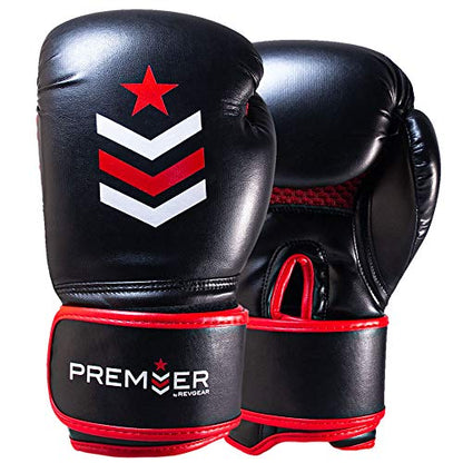 Revgear Premier Boxing Gloves, Kickboxing, Training Sessions with Speed Bag - color: Red/Black, size: 12 OZ