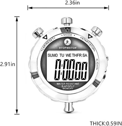 Stopwatch Timer, Digital Stop Watch with 0.01second & 0.001second Timing, Metal 10/100/400 Laps Memory, Rolilink Large dispaly Alarm Clock for Coach Sports Running Marathon - color: 2 Lap With Backlight-metal