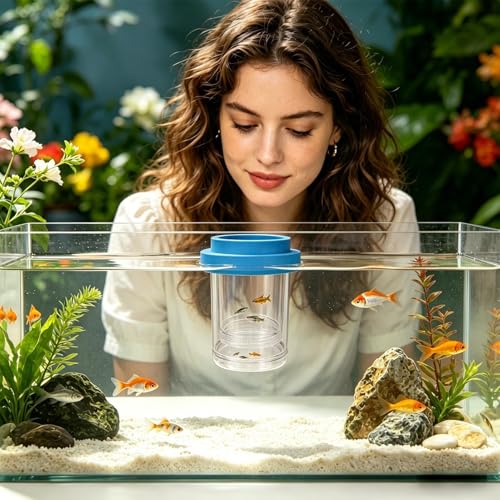 Floating Fish Breeder Box, Fry Hatching Incubator, Transparent Separator Chamber, Professional Aquatic Nursery, Heavy Duty Spawning Hardware - color: large