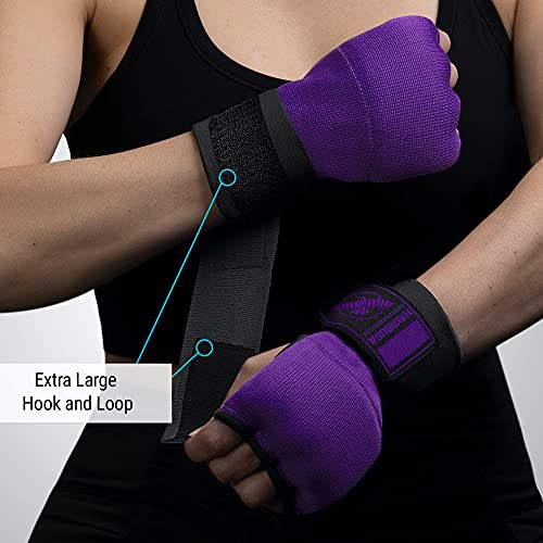 Hayabusa Quick Gel Hand Wrap Boxing Gloves | Slip-On Design, Padded Knuckle Protection, Hook and Loop Closure, Muay Thai Kickboxing, Men and Women, Sparring - color: Purple/Black, size: X-Large