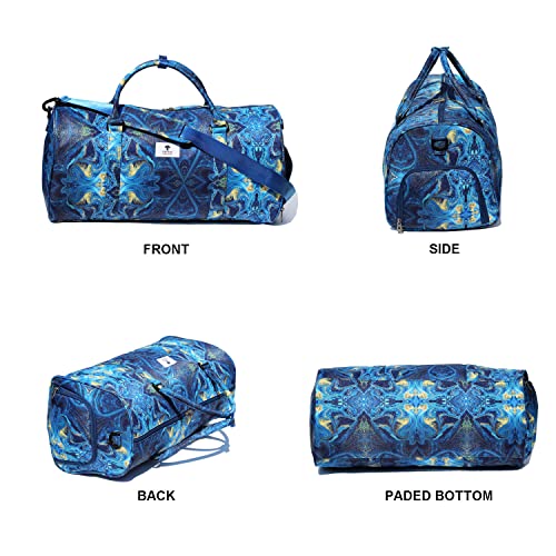 Original Floral Water Resistant Duffel Bag Gym bag Weekender Travel Bag for Gym Beach Travel Daily Bags - color: [C]Blue Golden Marble