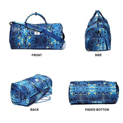 Original Floral Water Resistant Duffel Bag Gym bag Weekender Travel Bag for Gym Beach Travel Daily Bags - color: [C]Blue Golden Marble