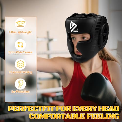 Boxing Headgear for Kids Youth, Boxing Head Sparring Gear MMA Headgear - size: Small