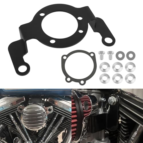 Air Cleaner Filter Support Carb Support Bracket Replacement For Harley Big Twin/Twin Cam 1993-2017 (Black) - color: Black