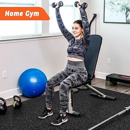 SUPERJARE 0.4'' Thick 6 Pcs 24 Sq Ft Rubber Top Exercise Equipment Mats - size: 6 Tiles (24 Sq Ft)