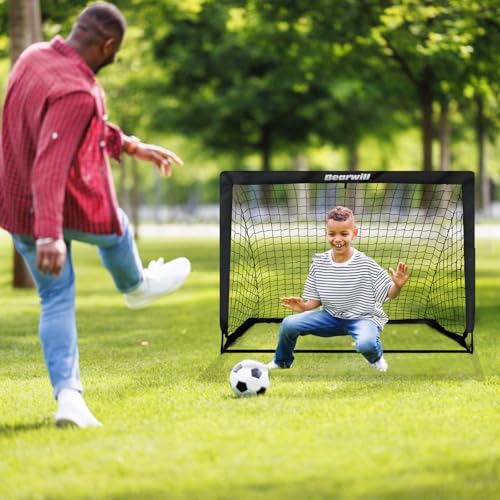 Bearwill Soccer Goal, Kids Soccer Goals for Backyard Set of 2 - color: Black