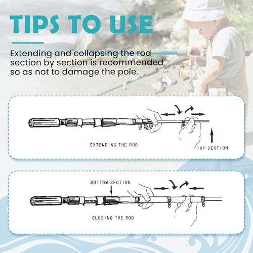 Kids Fishing Pole, Portable Telescopic Kids Fishing Poles for Boys Girls Youth, Fishing Rod and Reel Combo - color: Mint Blue