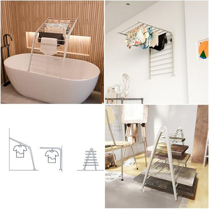 Whitmor Spacemaker Folding Drying Rack, Indoor Clothes Organizer with Patent-Pending Design, Space Saving, 6" L x 26" W x 51.5" H, Beige - color: Beige