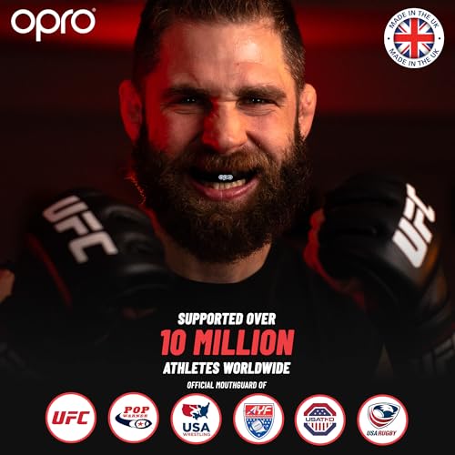OPRO Instant Custom-Fit Mouthguard – Dentist Level Gum Shield Adult and Kids – OPRO Mouth Guard Boxing and MMA, Self-Fit Gum Shield Rugby – Maximum Protection with Dental Warranty (USA Silver) - color: Usa Silver, size: Adult (10+)