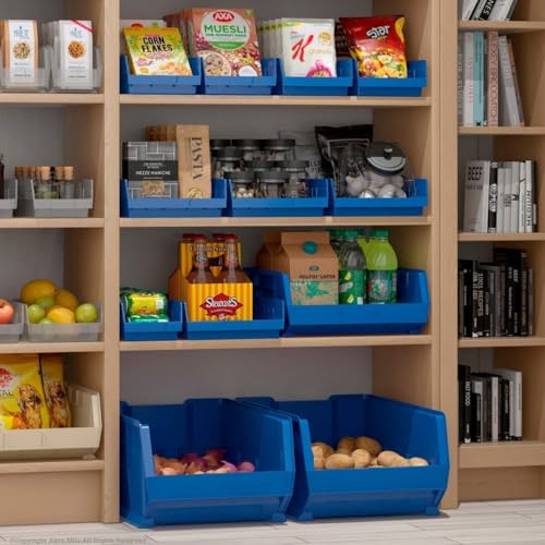Akro-Mils 30138 Plastic Shelf Bins, Heavy Duty Storage Bins for Garage, Closet, and Drawer Organization, 18" x 6-1/2" x 4", Clear, 12-Pack - color: Clear
