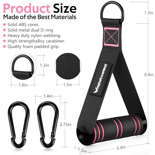 RENRANRING Gym Exercise Handles, Replacement Handle Attachments for Cable Machine Pulleys, Resistance Band and Strength Trainer, Pull Down Workout Accessories, Home Gym Add On Equipment - color: Black, Pink