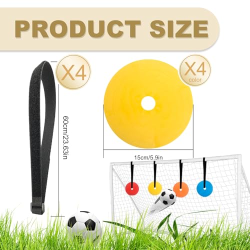 Soccer Targets for Goal, Training Equipment for Football Hockey Lacrosse - Goal Target Discs & Adjustable Straps, Football Shooting Aiming Agility Practice Game - size: #1 (4 pack x 5.9")
