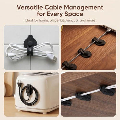 12PCS Cable Management Clips, Silicone Desk Wire Management, Reusable Cable Holders, Adhesive Cable Clips for Desk, for Organizing Wires in Family Bedrooms and Offices