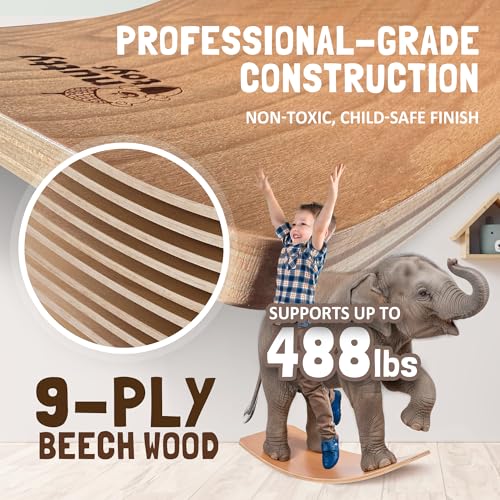 NUTTY TOYS Montessori Wooden Wobble Board for Kids & Adults -100% Natural Wood Balance Board, Waldorf Toddler Balancing Toy, Unique Boy Girl Open Ended Toy Best Valentines Day & Easter Gifts Idea 2026 - size: Mini