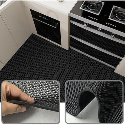 PVC Drainage Floor Mat Non-Slip Commercial Wet Area Mat for Outdoor and Indoor Restaurant Kitchen Bar Swimming Pool Splash Matting Water Drain Flooring Mat (Black, 4FTX16.4FT)