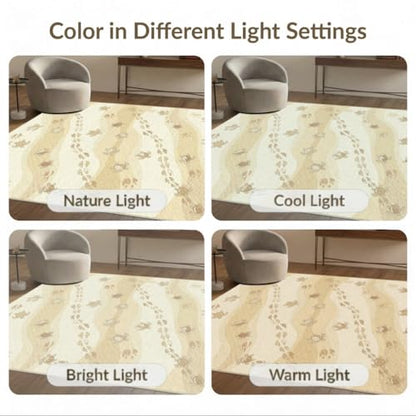 5'x7' Washable Beachy Wave Area Rug, Cream Non-Shedding Pet Friendly Carpet for Small Living Room, Playroom, Bedroom, Easy Care Kids Safe Mat | Ref:1955149 - color: Beige/Pattern 19, size: 5' x 7' (Rectangular)