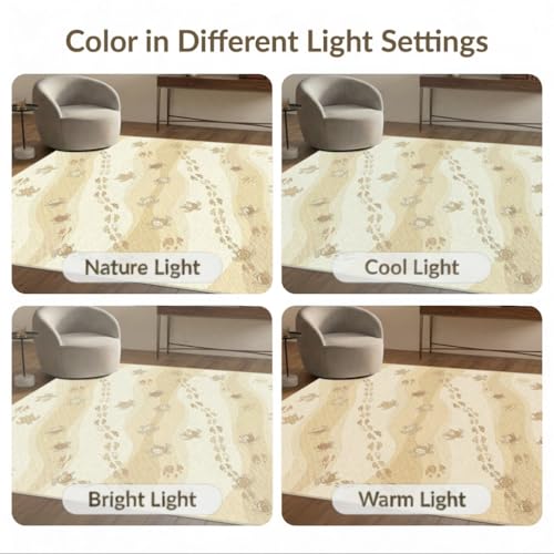 8'x10' Washable Beachy Sea Turtle Large Rug, Beige Non-Shedding Pet Friendly Carpet for King Size Bedroom, Master Suite, Under Bed, Foldable Easy Care Mat | Ref:1955149 - color: Beige/Pattern 19, size: 8' x 10' (Rectangular)