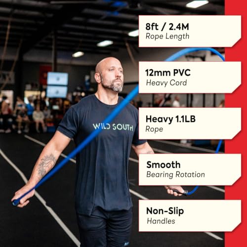 Elite Jumps Muay Thai 2.0 Weighted Jump Rope for MMA, 1.1 lbs, 8 ft - color: Blue