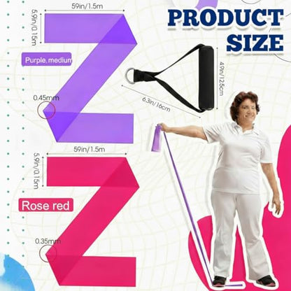 2 Pcs Resistance Band with Handles for Seniors - color: Rose Red,Purple