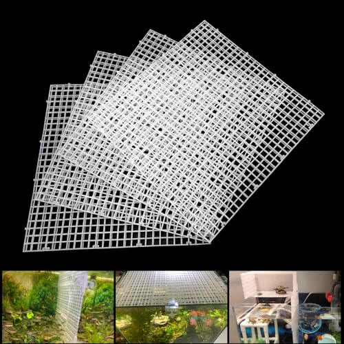 Adjustable Aquarium Fish Tank Divider Filter Bottom Plastic Grid Fish Tank Isolation Board Egg Crate Tray(White, 4pcs 11.8X11.8Inch with 0.35Inch Hole) - color: White, size: 4pcs 11.8X11.8Inch with 0.35Inch hole