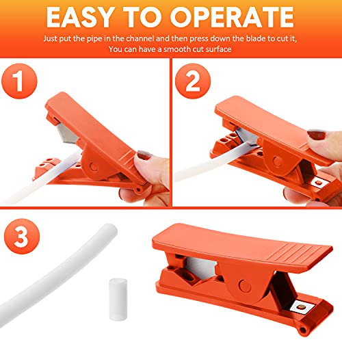 3 Pieces PTFE Plastic Tubing Cutter Hose Tube Cutter Pipe Accurate Tube Cutting Tool for Nylon PVC PU Tubing and Hose Cut up to 3/4 Inch OD (Red) - color: Red