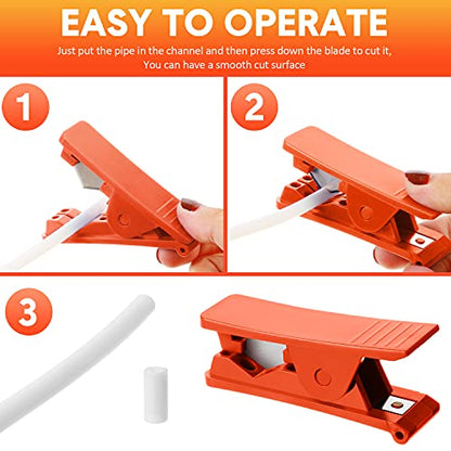 3 Pieces PTFE Plastic Tubing Cutter Hose Tube Cutter Pipe Accurate Tube Cutting Tool for Nylon PVC PU Tubing and Hose Cut up to 3/4 Inch OD (Red) - color: Red