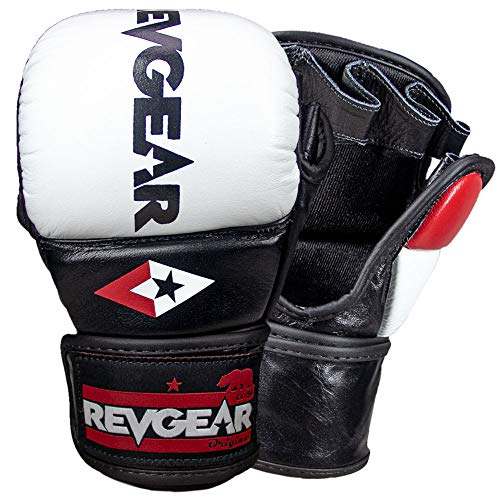 Revgear Pro Series MS1 MMA Boxing Glove, Premium Leather, Thai, MMA - color: Whie, size: Large