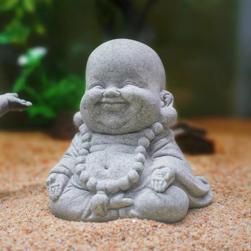 livelyfish Buddha Fish Tank Decor Asian Stone Buddha Figurines for Aquarium Zen Garden Fish Tank Statue Decorations Mini Stone Buddha Zen Garden Sculptures Decor,Gift, G