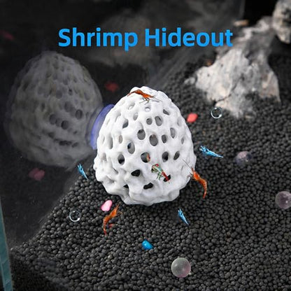 Shrimp Hides for Aquarium, Shrimp Hideout with Suction Cup, Betta Fish Tank Accessories, Aquarium Decor for Small Fish Guppy Hiding Resting (Blue)