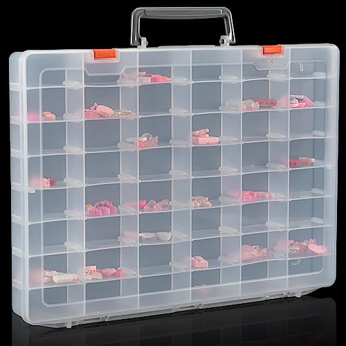 Udefineit Large 48 Grids Clear Plastic Organizer Box with Dividers, Adjustable Compartment Plastic Arts Crafts Storage Containers for Hobby Small Parts, Jewelry Bead Tackle Organizer Storage Box Case - color: Clear -- 1PCS