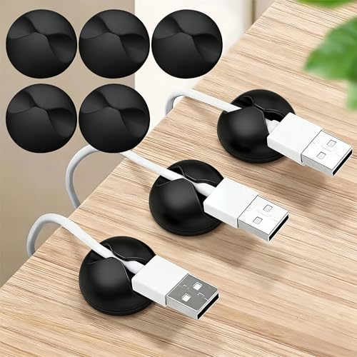 10/20Pcs Cable Clips Winder Silicone Cable Organizer Desk Wire Storage Charger Cord Holder for Car USB Charging Tablet Wire (20Pcs-Black) - color: 20Pcs-Black